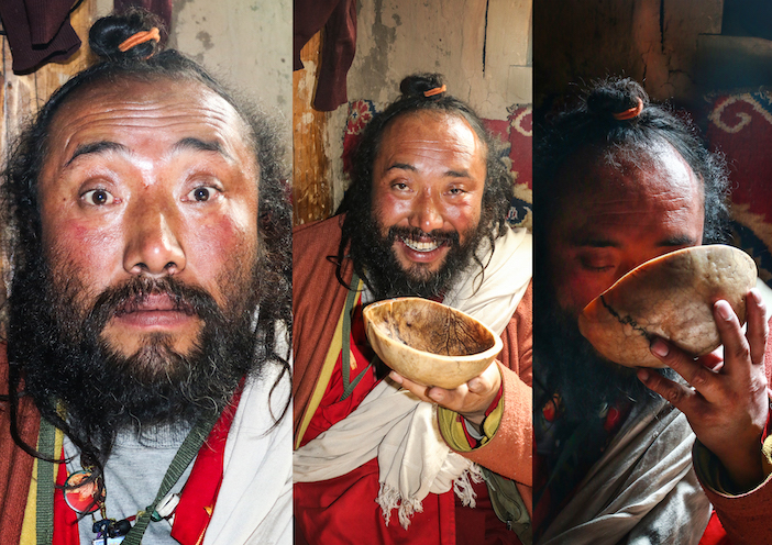 1.- Monk drinking from skull